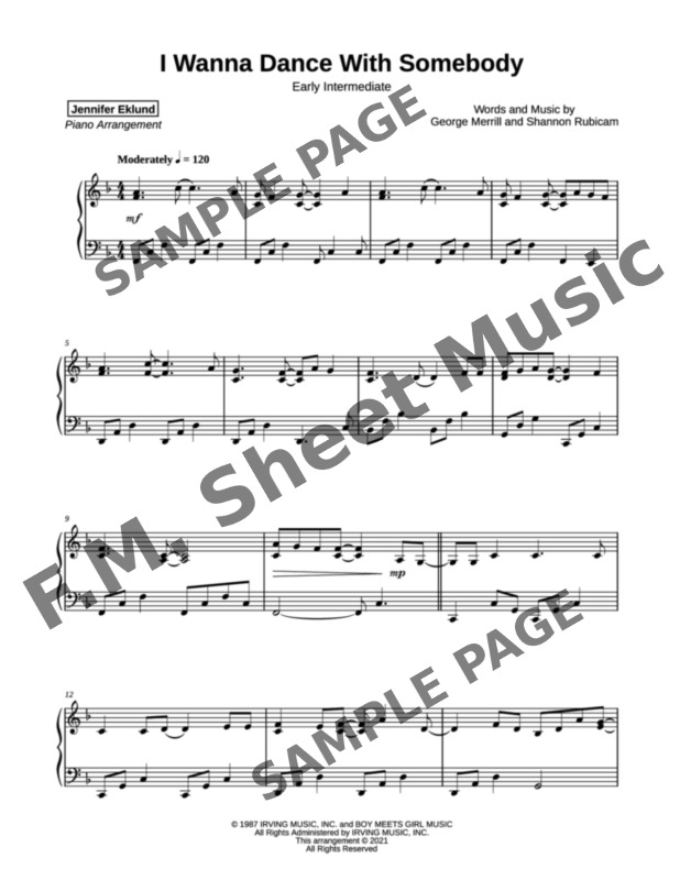 I Wanna Dance With Somebody (Early Intermediate Piano) By Whitney
